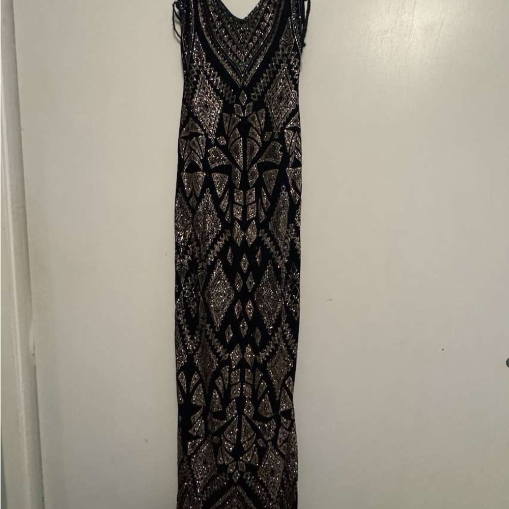 Elegant Black and Silver Beaded Gown